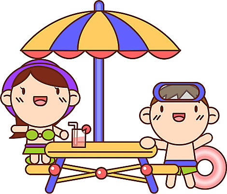 EPS 전신 캐릭터 계절 여자 남자 수영복 어린이 여행 일러스트 휴가 사람 소녀 소년 두명 여름 여름휴가 바캉스 파라솔 물안경 튜브 어린이만 일러캐릭터 옷 수영용품 파일형식 벡터 여름_계절