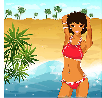 EPS 주간 계절 여자 수영복 모래 바다 여행 일러스트 휴가 한명 서기 사람 상반신 20대 성인 해변 야외 여름 여름휴가 바캉스 비키니 모래사장 단발머리 선탠 대서 여자만 여자한명만 성인여자만 청년만 청년여자만 성인한명만 청년여자한명만 성인여자한명만 성인만 국내일러스트 자연요소 1 헤어스타일 옷 모션 청년 절기 파일형식 벡터 여름_계절