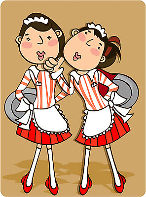 EPS 전신 직업 여자 일러스트 직업캐릭터 서기 사람 성인 두명 서비스업 웨이트리스 종업원 서빙 메이드 여자만 성인여자만 성인만 일러캐릭터 캐릭터 산업 모션 파일형식 벡터