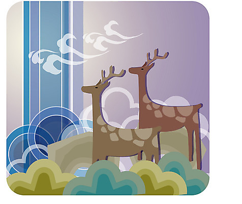 EPS 동물 구름 척추동물 문양 육지동물 계절 명절 백그라운드 일러스트 포유류 사슴 새해 한국 풍경 사람없음 설날 전통문양 국내일러스트 자연요소 전통 기념일 아시아 파일형식 벡터