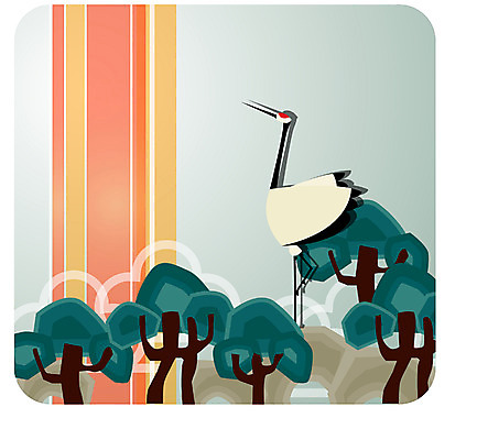 EPS 나무 동물 척추동물 전통 계절 명절 백그라운드 일러스트 조류 새해 한국 풍경 사람없음 설날 학 국내일러스트 식물 기념일 아시아 파일형식 벡터