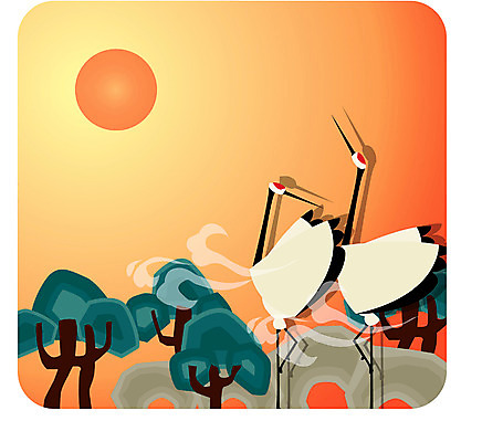 EPS 나무 동물 구름 척추동물 전통 문양 계절 명절 백그라운드 일러스트 조류 새해 한국 풍경 사람없음 설날 태양 전통문양 학 국내일러스트 자연요소 식물 기념일 아시아 파일형식 벡터