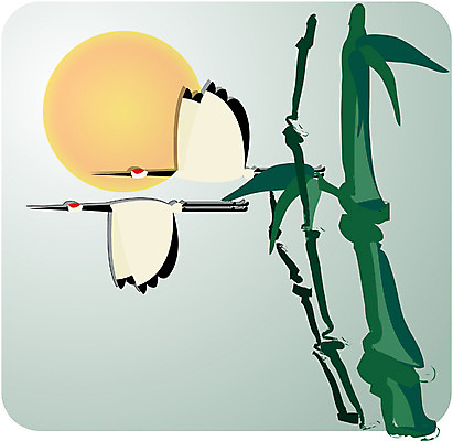 EPS 나무 동물 척추동물 전통 계절 명절 백그라운드 일러스트 조류 새해 한국 풍경 사람없음 설날 태양 일출 학 대나무 국내일러스트 자연요소 식물 기념일 아시아 노을 파일형식 벡터