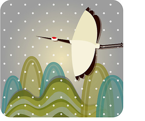 EPS 동물 척추동물 전통 계절 명절 백그라운드 일러스트 조류 새해 산 한국 풍경 사람없음 설날 학 국내일러스트 기념일 아시아 파일형식 벡터