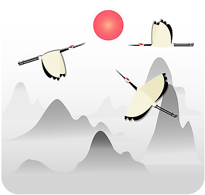 EPS 나무 동물 척추동물 전통 계절 명절 백그라운드 일러스트 조류 새해 산 한국 풍경 사람없음 설날 태양 일출 학 국내일러스트 자연요소 식물 기념일 아시아 노을 파일형식 벡터