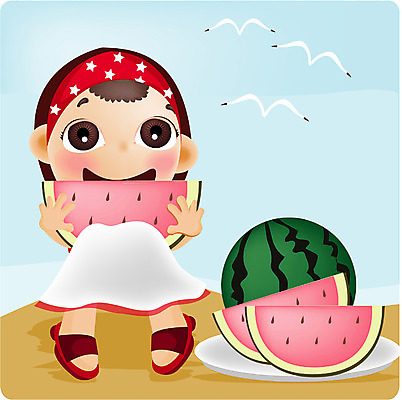 EPS 주간 전신 계절 여자 어린이 모래 바다 여행 과일 일러스트 청소년 갈매기 휴가 여름음식 수박 한명 사람 앉기 소녀 해변 야외 10대 여름 여름휴가 바캉스 모래사장 여자만 여자한명만 십대만 십대여자만 십대여자한명만 제철음식 제철과일 국내일러스트 자연요소 1 음식 모션 조류 제철 파일형식 벡터 여름_계절