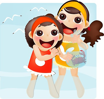 EPS 주간 전신 계절 여자 어린이 바다 여행 일러스트 갈매기 휴가 서기 사람 소녀 해변 야외 두명 여름 여름휴가 바캉스 게 여자만 어린이만 소녀만 국내일러스트 자연요소 모션 조류 갑각류 파일형식 벡터 여름_계절