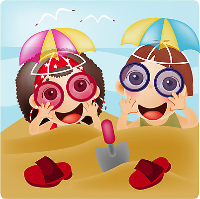 EPS 주간 모자 계절 여자 남자 어린이 모래 바다 여행 일러스트 갈매기 휴가 사람 소녀 소년 상반신 해변 야외 두명 여름 여름휴가 바캉스 모래사장 선글라스 삽 어린이만 국내일러스트 자연요소 잡화 안경 조류 파일형식 벡터 여름_계절