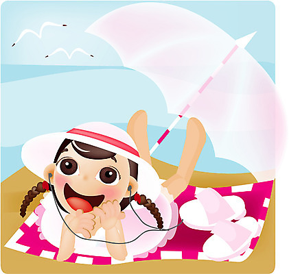 EPS 주간 전신 모자 계절 여자 어린이 엎드리기 바다 이어폰 여행 일러스트 청소년 갈매기 휴가 한명 사람 소녀 해변 야외 10대 여름 여름휴가 바캉스 파라솔 튜브 여자만 여자한명만 십대만 십대여자만 십대여자한명만 국내일러스트 자연요소 1 잡화 음향기기 모션 조류 파일형식 벡터 여름_계절