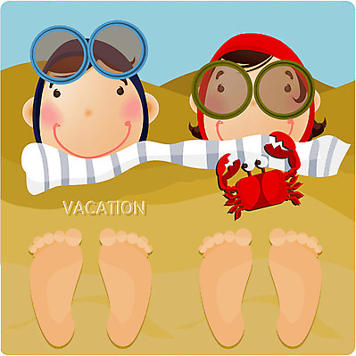 EPS 주간 전신 커플 계절 여자 교육 남자 어린이 모래 바다 일러스트 방학 여름방학 사람 소녀 소년 야외 두명 여름 여름휴가 바캉스 눕기 로맨틱 꽃게 게 모래찜질 어린이만 국내일러스트 자연요소 컨셉 관계 모션 휴가 갑각류 파일형식 벡터 여름_계절