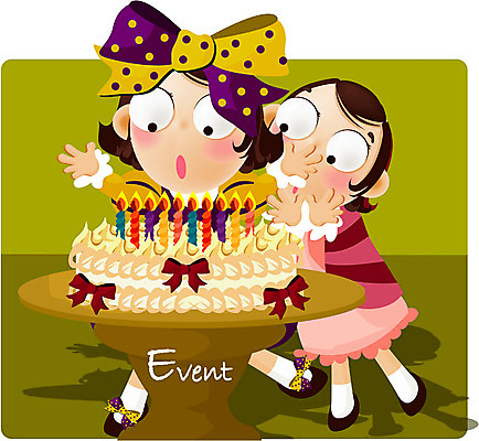EPS 캐릭터 여자 어린이 일러스트 촛불 탁자 사람 소녀 이벤트 두명 파티 케이크 축하 생일 이벤트캐릭터 여자만 어린이만 소녀만 일러캐릭터 기념일 가구 컨셉 초 디저트 파일형식 벡터
