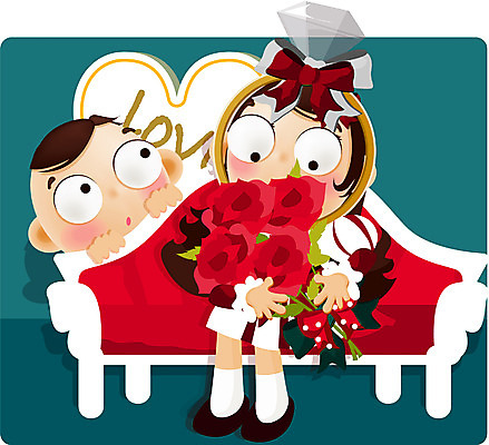 EPS 커플 여자 남자 꽃 어린이 꽃다발 일러스트 사랑 사람 소녀 이벤트 소년 두명 장미 파티 로맨틱 침대 반지 어린이만 국내일러스트 식물 감정 가구 컨셉 장신구 관계 파일형식 벡터