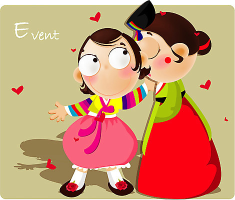 EPS 여자 명절 신부 어린이 결혼 일러스트 새해 사람 소녀 이벤트 두명 설날 한복 족두리 연지곤지 여자만 어린이만 소녀만 국내일러스트 한국전통 전통 기념일 전통소품 전통의상 파일형식 벡터