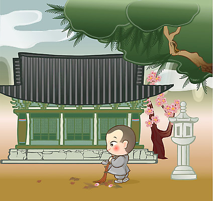 EPS 주간 전통 기념일 남자 종교 초등학생 어린이 불교 일러스트 한명 사람 소년 야외 정원 부처님오신날 승려 청소 동자승 싸리비 남자만 남자한명만 어린이만 소년만 소년한명만 국내일러스트 자연요소 1 학생 이벤트 성직자 파일형식 벡터