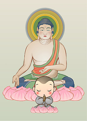 전통 기념일 남자 종교 초등학생 어린이 불교 일러스트 한명 사람 소년 부처님오신날 승려 불상 동자승 부처 염주 불공 남자만 남자한명만 어린이만 소년만 소년한명만 국내일러스트 1 학생 이벤트 성직자 불교용품