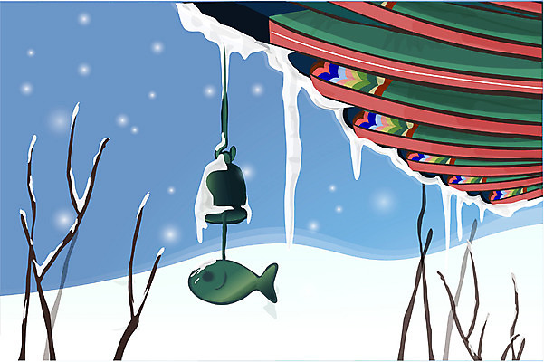 EPS 전통 시설물 계절 기념일 건축 종교 고건축 겨울 불교 한국건축 일러스트 종교건축 풍경 사람없음 야외 동양건축 부처님오신날 종 눈 경쇠 풍경종 국내일러스트 자연요소 건축물 날씨 이벤트 불교용품 파일형식 벡터 동양