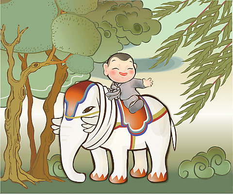 EPS 전통 기념일 남자 종교 초등학생 어린이 불교 일러스트 코끼리 한명 사람 소년 야외 부처님오신날 승려 동자승 남자만 남자한명만 어린이만 소년만 소년한명만 국내일러스트 1 학생 포유류 이벤트 성직자 파일형식 벡터