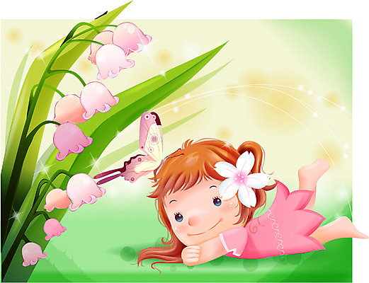 EPS 여자 꽃 감정 초등학생 어린이 나비 일러스트 상상 자연 동화 한명 사람 소녀 순수 방울꽃 여자만 여자한명만 어린이만 소녀만 소녀한명만 국내일러스트 식물 1 학생 곤충 컨셉 생태계 파일형식 벡터