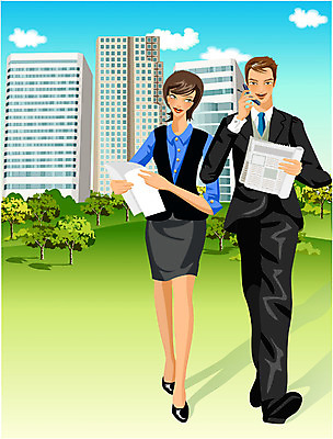 EPS 주간 여자 남자 일러스트 비즈니스 사람 빌딩 성인 야외 두명 업무 직장인 성인만 국내일러스트 자연요소 직업 건물 작업 파일형식 벡터