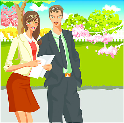 EPS 주간 여자 남자 일러스트 비즈니스 하늘 사람 성인 야외 두명 업무 직장인 성인만 국내일러스트 자연요소 직업 작업 파일형식 벡터