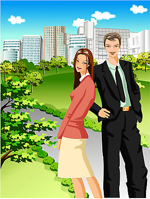 EPS 주간 커플 여자 남자 일러스트 비즈니스 하늘 사람 빌딩 성인 야외 두명 로맨틱 업무 직장인 성인만 국내일러스트 자연요소 직업 컨셉 관계 건물 작업 파일형식 벡터