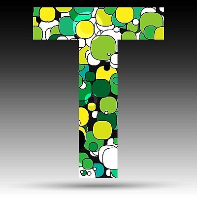 EPS 해외이미지 알파벳 일러스트 텍스트 대문자 사람없음 그래픽 초록색 물방울무늬 T 해외202004 해외일러스트 영어 컬러 무늬 파일형식 벡터