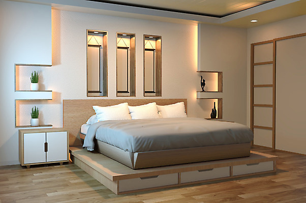 포토 JPG 해외이미지 디자인 벽 가구 건축양식 창문 가정 베개 호텔 휴식 새로움 아파트 주택 프레임 실내 사람없음 내부 목재 장식 빛 3D 일본 침실 방 흰색 침대 램프 고급 담요 리빙 매트리스 스타일 미니멀 안락 해외202004 해외포토 나무 건축 아시아 컬러 생활용품 컨셉 재료 침구 숙소 조명 건물 디지털합성 파일형식