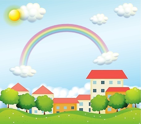 EPS 해외이미지 클립아트 나무 식물 구름 공원 무지개 밭 오렌지 일러스트 자연 하늘 아파트 주택 초원 건물 그래픽 빨간색 초록색 여름 파란색 햇빛 태양 노란색 마을 정원 맑음 만화 남색 제비꽃 언덕 그림 장면 콘도 이웃 해외202004 해외일러스트 자연요소 건축물 계절 공공시설 꽃 컬러 농업 과일 숙소 날씨 생태계 파일형식 벡터