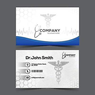 EPS 해외이미지 템플릿 편집 직업 일러스트 비즈니스 명함 병원 사람없음 가로 파란색 세트 정보 이름 인쇄 약국 레이아웃 주소 브랜딩 해외202004 해외일러스트 컬러 의학 파일형식 벡터