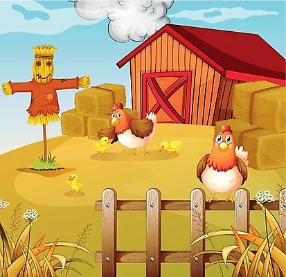 EPS 해외이미지 나무 식물 동물 구름 여자 잎 밭 채소 일러스트 자연 하늘 병아리 사람없음 야외 파란색 농작물 울타리 농장 농경지 노란색 흰색 농부 오두막 언덕 그림 외양간 밭일 암탉 해외202004 해외일러스트 자연요소 직업 컬러 농업 조류 사람 담장 닭 암컷 생태계 파일형식 벡터