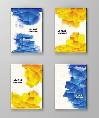 EPS 해외이미지 템플릿 디자인 배너 포스터 종이 벽 백그라운드 일러스트 벽지 수채화 미술 사람없음 그래픽 장식 파란색 세트 노란색 페인트 얼룩 그림 캔버스 페이지 엘리먼트 해외202004 해외일러스트 컬러 문화예술 파일형식 벡터
