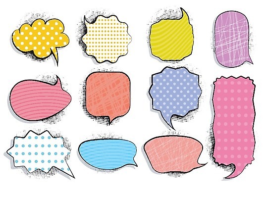 EPS 해외이미지 말풍선 일러스트 사람없음 컬러풀 물방울무늬 줄무늬 만화 팝아트 코믹 카툰스타일 해외202004 해외일러스트 컬러 무늬 그림 파일형식 벡터