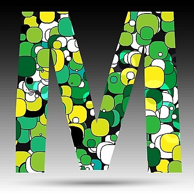 EPS 해외이미지 알파벳 일러스트 텍스트 대문자 사람없음 그래픽 초록색 물방울무늬 M 해외202004 해외일러스트 영어 컬러 무늬 파일형식 벡터