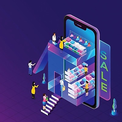 EPS 해외이미지 여자 남자 가방 일러스트 스마트폰 쇼핑 세일 상점 스마트 패키지 아이소메트릭 슈퍼마켓 소셜미디어 해외202004 해외일러스트 잡화 컨셉 사람 핸드폰 스마트기기 파일형식 벡터