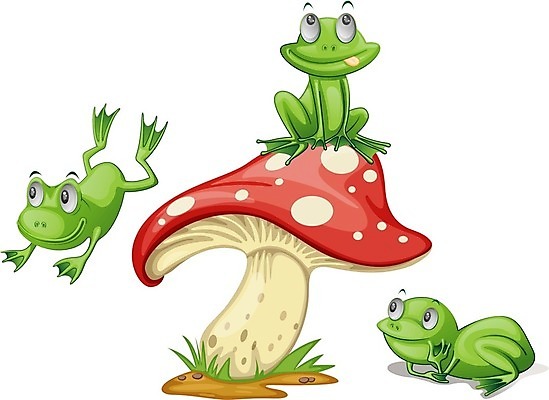 EPS 해외이미지 동물 캐릭터 줄기 일러스트 함께함 3 개구리 양서류 빨간색 초록색 친구 달리기 점프 버섯 그룹 만화 혀 두꺼비 고립 해외202004 해외일러스트 일러캐릭터 식물 컬러 컨셉 관계 모션 입 파일형식 벡터