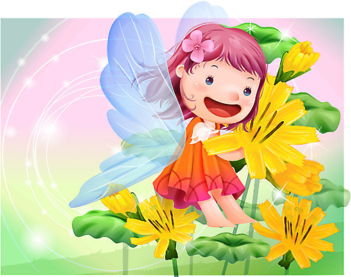 EPS 여자 꽃 감정 초등학생 어린이 꽃밭 일러스트 상상 자연 동화 요정 한명 사람 소녀 순수 여자만 여자한명만 어린이만 소녀만 소녀한명만 국내일러스트 식물 1 학생 컨셉 생태계 파일형식 벡터