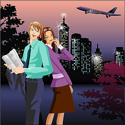 EPS 여자 남자 일러스트 비즈니스 사람 상반신 성인 야외 두명 업무 직장인 비즈니스맨 비즈니스우먼 야간 성인만 국내일러스트 자연요소 직업 작업 파일형식 벡터