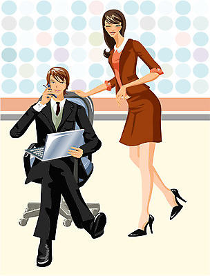 EPS 전신 여자 남자 일러스트 비즈니스 사람 성인 두명 업무 직장인 비즈니스맨 비즈니스우먼 성인만 국내일러스트 직업 작업 파일형식 벡터