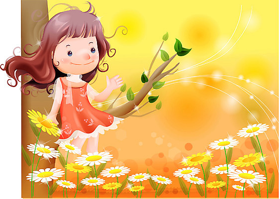 EPS 나무 여자 꽃 감정 초등학생 어린이 일러스트 상상 자연 동화 한명 사람 소녀 야외 들꽃 나뭇가지 순수 여자만 여자한명만 어린이만 소녀만 소녀한명만 국내일러스트 식물 1 학생 컨셉 생태계 파일형식 벡터