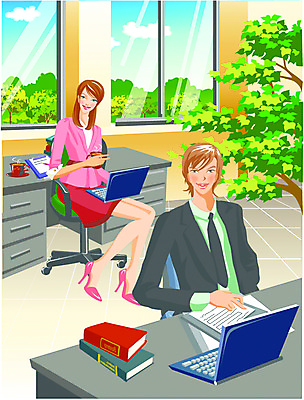 EPS 주간 여자 남자 일러스트 비즈니스 실내 사람 앉기 성인 두명 사무실 업무 직장인 비즈니스맨 비즈니스우먼 성인만 국내일러스트 자연요소 직업 모션 내부 작업 파일형식 벡터