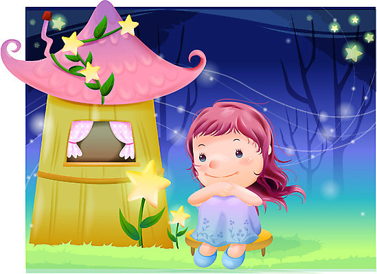 EPS 여자 꽃 감정 별 초등학생 어린이 일러스트 상상 자연 동화 주택 한명 사람 소녀 야외 들꽃 야간 순수 여자만 여자한명만 어린이만 소녀만 소녀한명만 국내일러스트 자연요소 식물 1 학생 컨셉 건물 생태계 파일형식 벡터