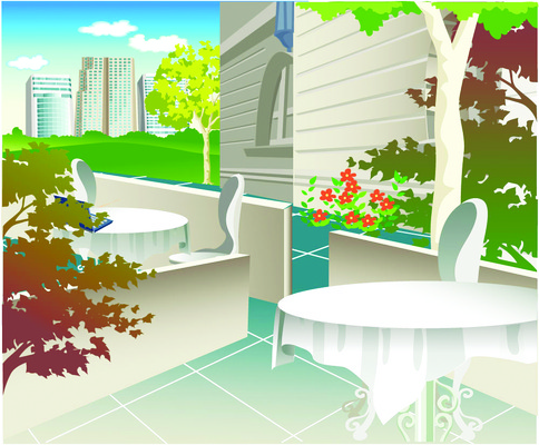 EPS 주간 나무 시설물 현대건축 건축 백그라운드 의자 일러스트 비즈니스 탁자 하늘 풍경 빌딩 사람없음 야외 건물 인테리어 식당 카페 발코니 도시 카페테리아 상업시설 국내일러스트 자연요소 식물 건축물 디자인 가구 상점 시설 상업 파일형식 벡터