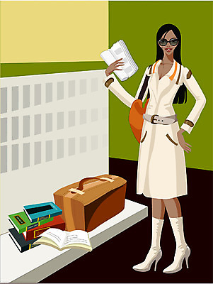 EPS 전신 긴머리 여자 일러스트 비즈니스 모션 실내 한명 서기 사람 20대 성인 선글라스 업무 직장인 비즈니스우먼 출장 여자만 여자한명만 성인여자만 청년만 청년여자만 성인한명만 청년여자한명만 성인여자한명만 성인만 국내일러스트 직업 1 헤어스타일 안경 청년 내부 작업 파일형식 벡터