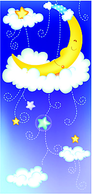 EPS 자연요소 구름 계절 별 백그라운드 겨울 일러스트 상상 자연 풍경 사람없음 야외 달 야간 초승달 겨울배경 국내일러스트 생태계 파일형식 벡터