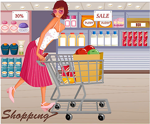 EPS 전신 우먼라이프 라이프스타일 계절 여자 패션 일러스트 실내 한명 사람 빌딩 20대 성인 건물 쇼핑 장보기 상점 카트 쇼핑카 전시 도시 마트 여자만 여자한명만 성인여자만 청년만 청년여자만 성인한명만 청년여자한명만 성인여자한명만 성인만 국내일러스트 1 건축물 청년 내부 생활 파일형식 벡터