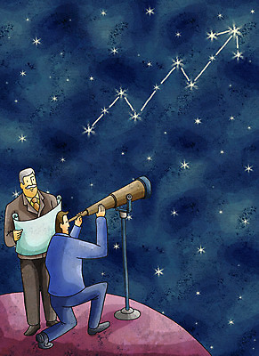 JPG 남자 별 일러스트 비즈니스 페인터 추상 사람 야외 두명 우주 망원경 비즈니스맨 증권 주식 상승 남자만 국내일러스트 자연요소 컨셉 무늬 페인팅 금융 직장인 파일형식