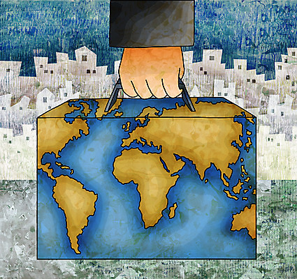 JPG 손 잡화 지구 서류가방 가방 일러스트 비즈니스 페인터 추상 사람없음 건물 비즈니스맨 국내일러스트 건축물 남자 무늬 페인팅 신체부위 직장인 파일형식