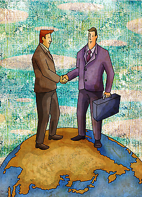 JPG 남자 지구 일러스트 비즈니스 관계 페인터 추상 협력 사람 두명 글로벌 글로벌비즈니스 비즈니스맨 해결 교류 남자만 국내일러스트 무늬 페인팅 직장인 파일형식