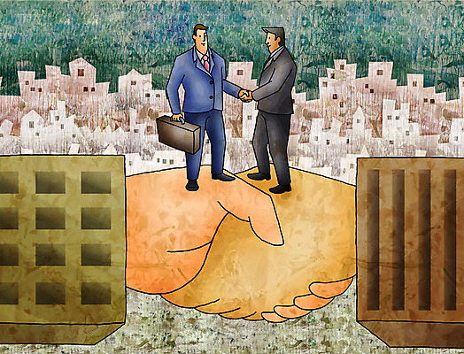 JPG 남자 일러스트 회사 비즈니스 관계 페인터 추상 협력 사람 두명 건물 경제 도시 비즈니스맨 해결 남자만 국내일러스트 건축물 무늬 페인팅 직장인 파일형식