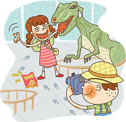 EPS 라이프스타일 계절 여자 어린이교육 교육 남자 초등학생 어린이 일러스트 방학 실내 여름방학 사람 두명 전시회 공룡 박물관 견학 어린이만 국내일러스트 학생 파충류 휴가 내부 생활 전시 파일형식 벡터 여름_계절